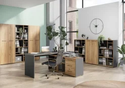 Aktenregal PODIUM 75 x 120 cm Graphit/ Navarra Eiche