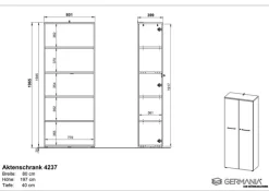 Aktenschrank ISORNO 2-türig 197 cm Graphitgrau/ Eiche