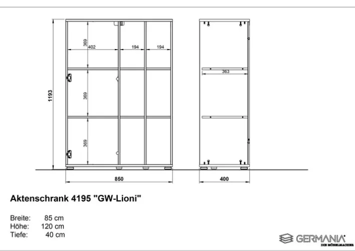 Aktenschrank LION 85 x 120 cm Weiß/ Navarra-Eiche