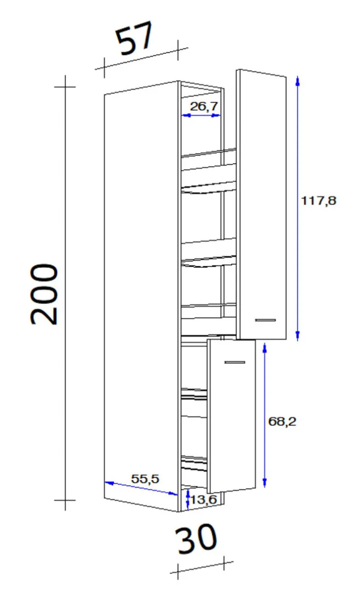 Apothekerschrank RALPH San Remo Eiche /grau