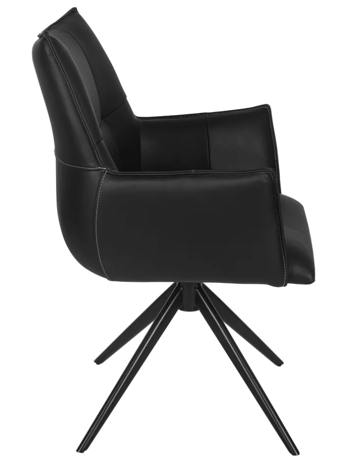 Armlehnenstuhl BERGAMO schwarz Leder