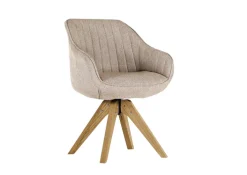 Armlehnenstuhl CHILL Stoffbezug beige/ Gestell Eiche
