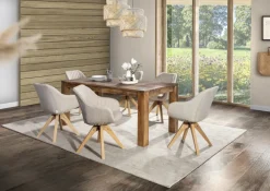 Armlehnenstuhl CHILL Stoffbezug beige/ Gestell Eiche