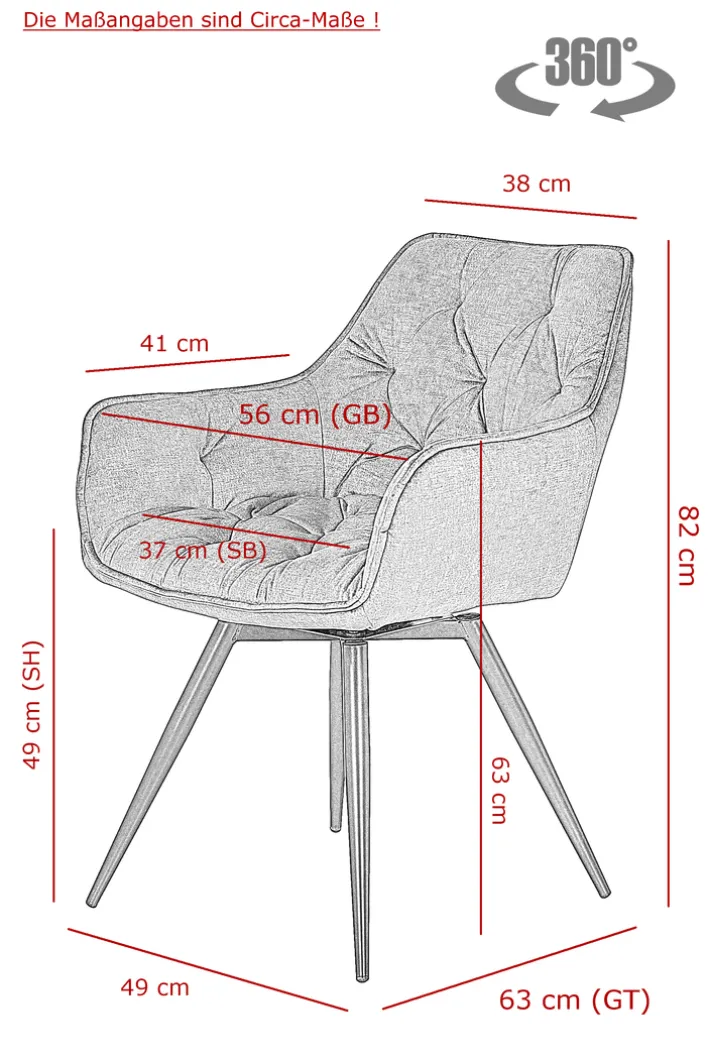 Armlehnstuhl FLORENTINA vintage velvet anthrazit/schwarz