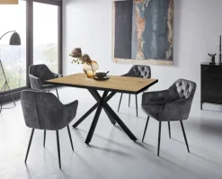 Armlehnstuhl TINA I 2er Set vintage velvet anthrazit