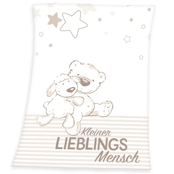 baby best Baby-Flausdecke LIEBLINGSMENSCH 75 x 100 cm weiß/beige