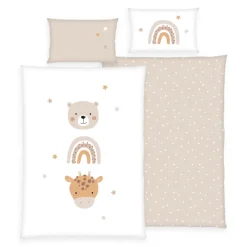 baby best Renforcé-Babybettwäsche LITTLE FRIENDS 100 x 135 cm weiß/beige