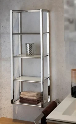 Bad Hängeregal Linda Edelstahl / Weiß ca. 30 x 82 x 17 cm