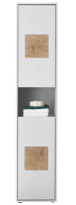 Bad Hochschrank SOLID weiß/ braun