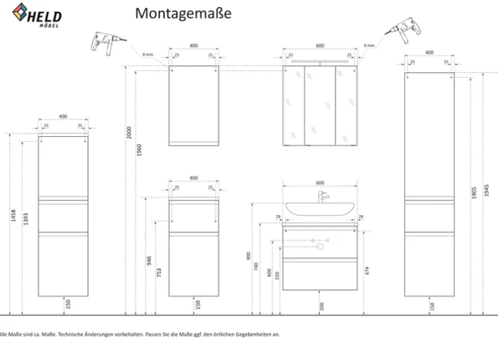 Bad-Hängeschrank GENT weiß/braun 40 cm
