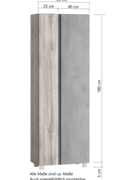 Bad-Seitenschrank GENT weiß/braun 65cm 2-türig