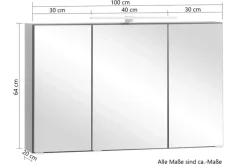 Bad-Spiegelschrank BRÜGGE grau 100cm