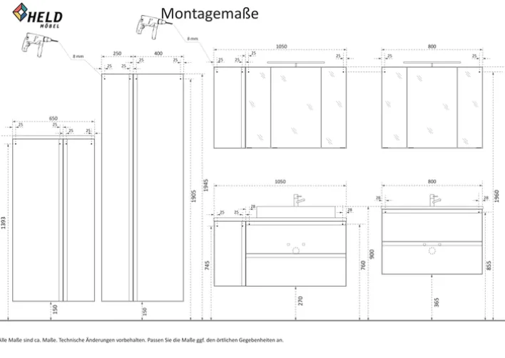 Bad-Waschtisch GENT hellgrau/braun 105cm