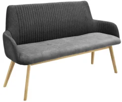 Bank BRENTWOOD 157 x 90 cm Wildeiche massiv geölt/Bezug anthrazit