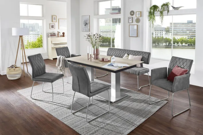 Bank MOKA I-KG ZINC edelstahl /hellgrau