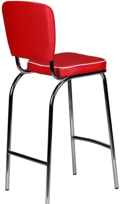Barhocker Lederlook rot/ weiß