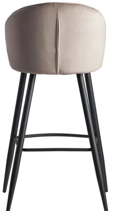 Barhocker mit Rückenlehne schwarz/ beige Samt