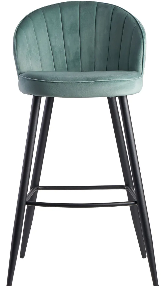 Barhocker mit Rückenlehne schwarz/ grün Samt