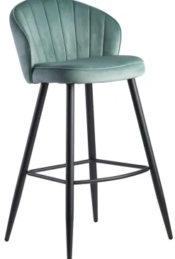 Barhocker mit Rückenlehne schwarz/ grün Samt