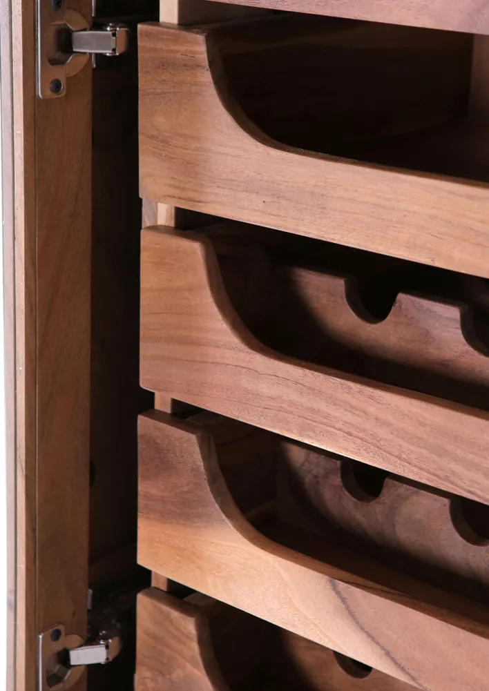 Barschrank PURO 67 x 150 x 42 cm Akazie Massivholz/anthrazit