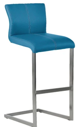 Barstuhl AMATI 2er Set Lederlook cyanblau