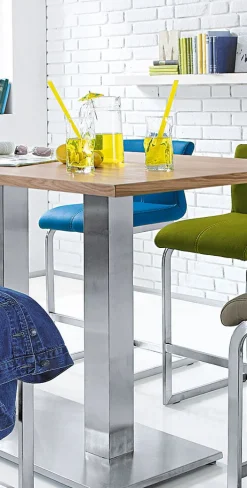 Barstuhl AMATI 2er Set Lederlook cyanblau