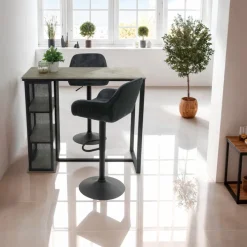 Bartisch CLARENCE dunkelgrau/Eicheoptik