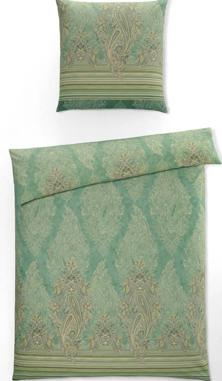 bassetti Mako-Satin-Bettwäsche ELBA V.V4 155 x 220 cm grün