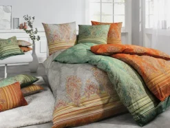 bassetti Mako-Satin-Bettwäsche ELBA V.V4 155 x 220 cm grün