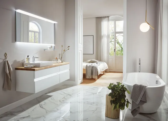 b.collection Waschplatz ESSENCE 161,2 cm Edelweiß matt/ Eiche