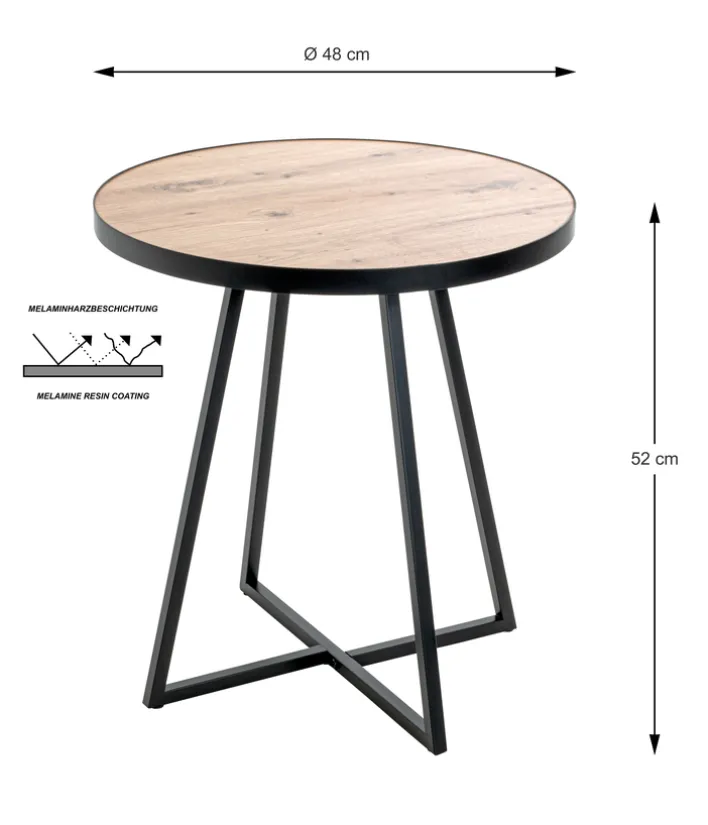 Beistelltisch 48 x 48 cm braun/schwarz