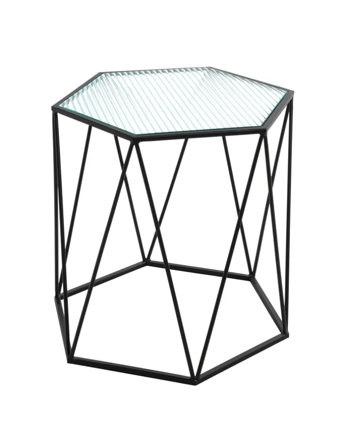 Beistelltisch 46 x 46 cm Dekorglas/schwarz