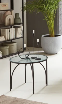 Beistelltisch 50 x 50 cm Dekorglas/schwarz