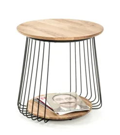 Beistelltisch 50 x 50 cm Eiche massiv/schwarz