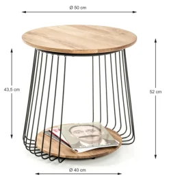 Beistelltisch 50 x 50 cm Eiche massiv/schwarz