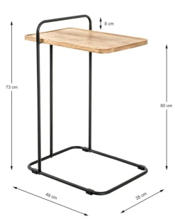 Beistelltisch 35 x 49 cm Eiche massiv/schwarz