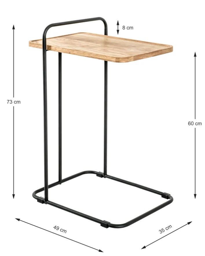 Beistelltisch 35 x 49 cm Eiche massiv/schwarz