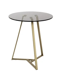 Beistelltisch 45 x 50 cm goldfarbig/grau rund