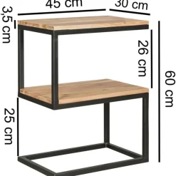Beistelltisch 30 x 45 cm schwarz/ Akazie