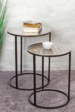 Beistelltisch 41 x 52 cm silberfarbig/schwarz