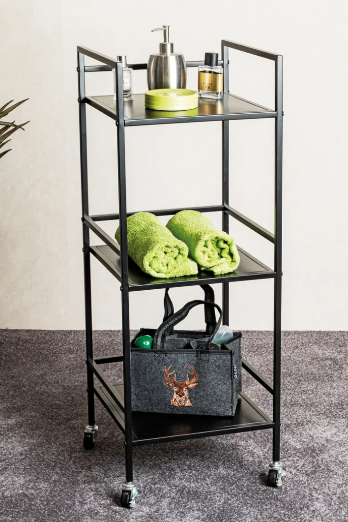 Beistelltisch auf Rollen 35 x 92 cm schwarz