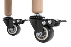 Beistelltisch auf Rollen 50 x 47 cm grün/Massivholz natur