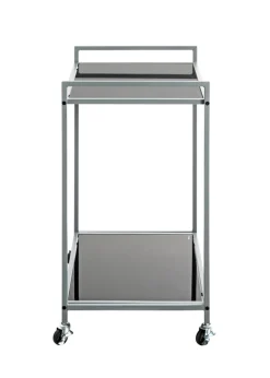 Beistelltisch auf Rollen 50 x 36 cm Glas schwarz lackiert/grau