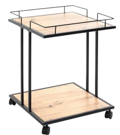 Beistelltisch auf Rollen 45 x 45 cm Eiche-Dekor/schwarz