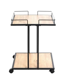 Beistelltisch auf Rollen 45 x 45 cm Eiche-Dekor/schwarz