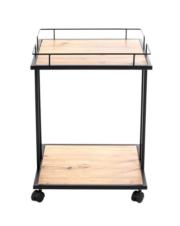 Beistelltisch auf Rollen 45 x 45 cm Eiche-Dekor/schwarz