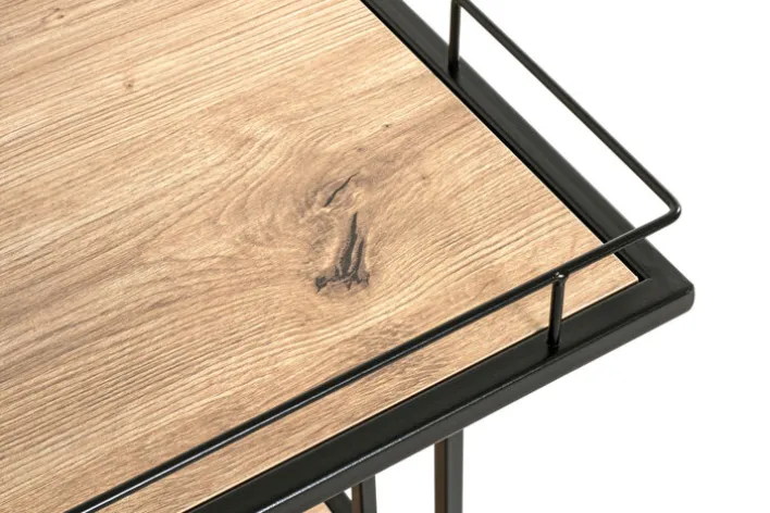 Beistelltisch auf Rollen 45 x 45 cm Eiche-Dekor/schwarz