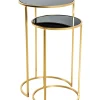 Beistelltisch 2er Set Ø 30/35 cm schwarz /goldfarbig