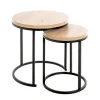 Beistelltisch 2er Set LEVI Ø 45/32 cm Eiche-Dekor/schwarz