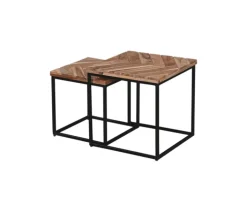 Beistelltisch 2er Set LUANDA Massivholz Akazie natur/schwarz